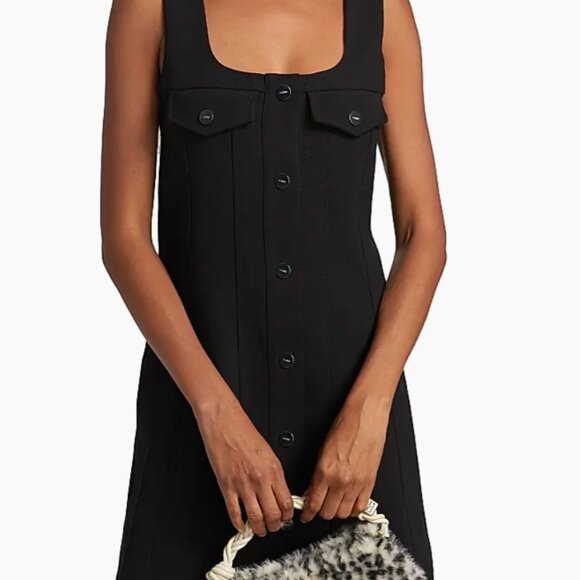 Ganni Bonded Crepe Mini Dress | Black size 44- NWT! - Picture 5 of 6